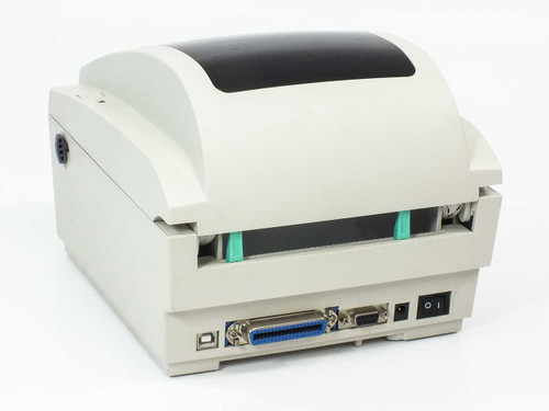 Toshiba TEC B-SV4D thermal label printer – rear view showing USB port, parallel port, 9-pin serial port, and power switch