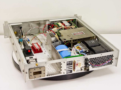 Varian VZC6961D7G1 TWTA — rear panel and open interior view showing RF connectors and wiring