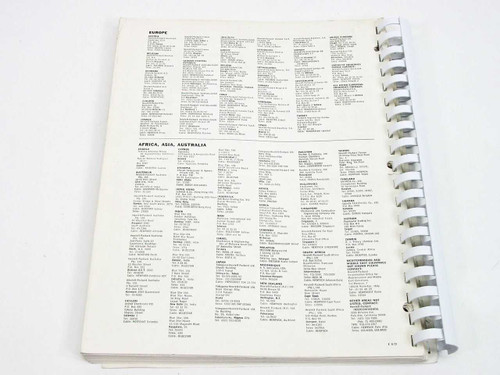HP 182C manual rear cover — international HP sales office directory for Europe, Africa, Asia, and Australia