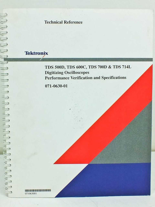 Tektronix TDS 500D 600C 700D 714L Technical Reference 071-0630-01 — front cover, spiral bound