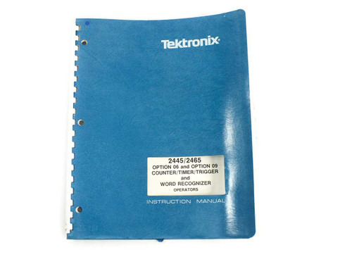 Tektronix 2445 2465 Option 06 09 Operators Instruction Manual front cover, blue spiral-bound