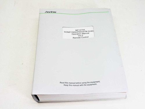 Anritsu MP1570A SONET/SDH/PDH/ATM Analyzer Operation Manual Vol.2 — front cover in white ring binder with Anritsu logo and title label