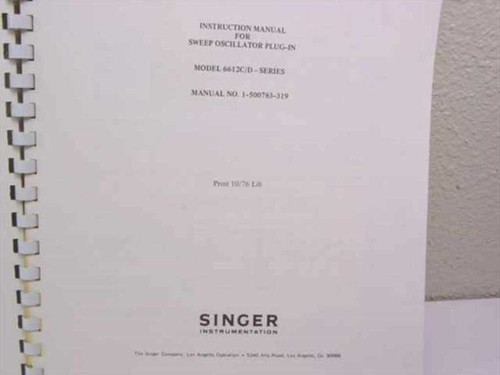 Singer Instrumentation 6612C/D Instruction Manual title page showing Manual No. 1-500763-319 and print date 10/76