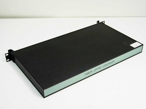 Catalyst Systems SMTC1310/1550-1x8 fiber optic coupler chassis — top and front view showing 1U rackmount form factor with rack ears
