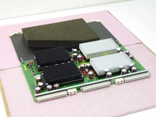 Silicon Graphics SGI 305X2 Power Module Board 030-0743-002 – top view showing dual black and silver heatsink arrays on green PCB with foam anti-static pads