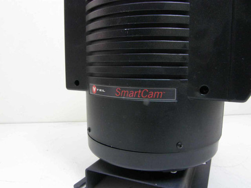 VTEL SmartCam logo detail on pan-tilt camera body — close-up of SmartCam branding on black housing