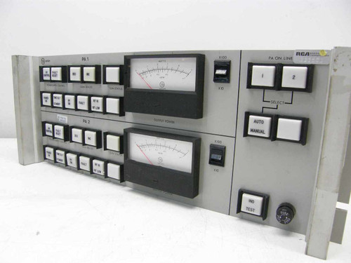 Varian VJW6767D8 Remote Control Unit front panel — dual PA sections with indicator buttons and analog output power meters, RCA label visible upper right