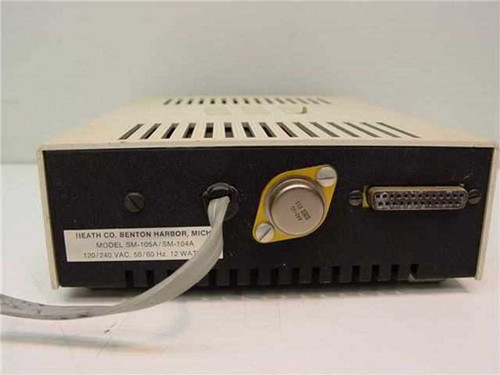 Heath Schlumberger SM-105A SM-104A Solid State Counter – rear panel showing rating label (120/240VAC 50/60Hz 12W), TCXO module, and DB25 output connector