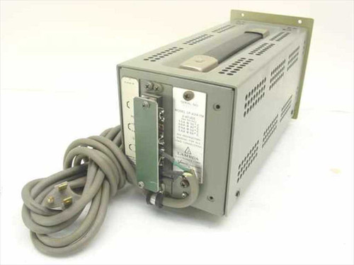 Lambda LP-412A-FM benchtop power supply – right-side and rear view showing AC power cord, voltage selector/terminal strip, ventilation slots, and Lambda Electronics Corp label