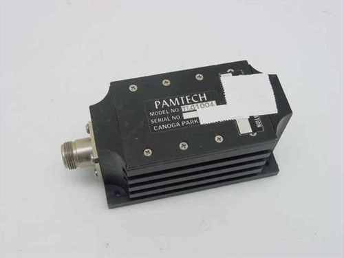 Pamtech ULG1004 RF coaxial dummy load – angled top view showing label with model number and Canoga Park origin