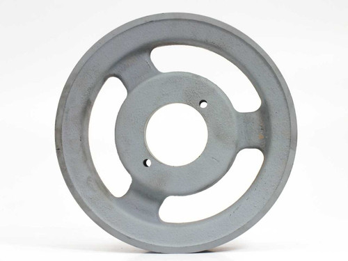 TB Woods 2AG61D cast iron V-belt sheave — straight-on face view showing bore hole, set-screw holes, and spoke pattern