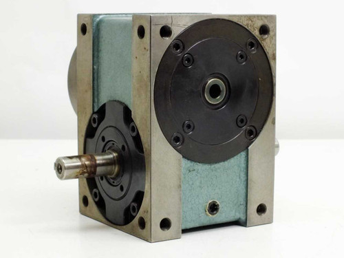 4.5D oscillating indexing drive rear-left angle view showing opposite side of output flange and housing body