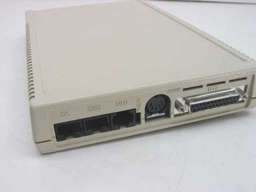 Racal-Datacom DSU 6424 rear panel showing RJ line ports, DIN power connector, and DB-25 DTE interface connector