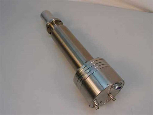 Vacuum Generators Ltd RGA probe sensor – angled side view showing full cylindrical stainless steel body with flange base and coax connectors