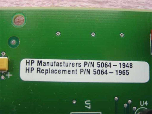 HP label closeup showing Manufacturers P/N 5064-1948 and Replacement P/N 5064-1965 on PCB