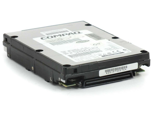 Fujitsu MAE3182LC 18GB SCSI hard drive top view showing Compaq label and 80-pin SCA connector