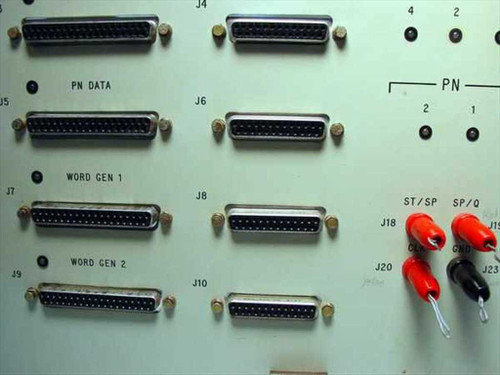 TRW Interface Drawer F767150-1 left side of front panel showing PN DATA (J5/J6), WORD GEN 1 (J7/J8), WORD GEN 2 (J9/J10) D-sub connectors and ST/SP SP/Q banana jacks