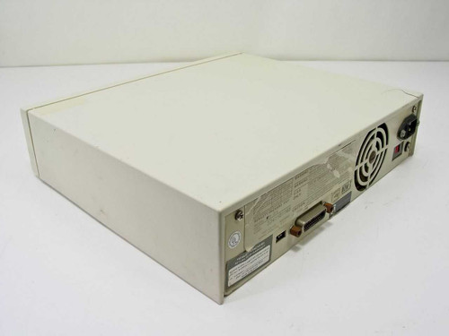 HP 9121D external floppy drive — rear panel view showing cooling fan, power switch, AC inlet, and HP-IB GPIB connector