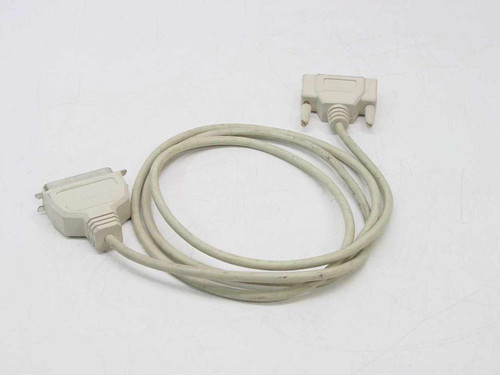 Parallel printer cable DB25 to Centronics 36 coiled side view showing both connectors