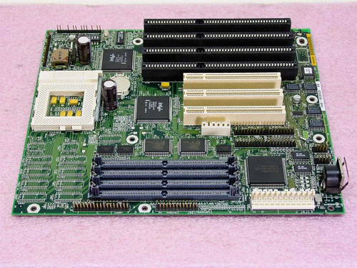Intel AA635056-004 Socket 5 motherboard — alternate top-down angle showing chipset ICs, ISA slots, and rear I/O area