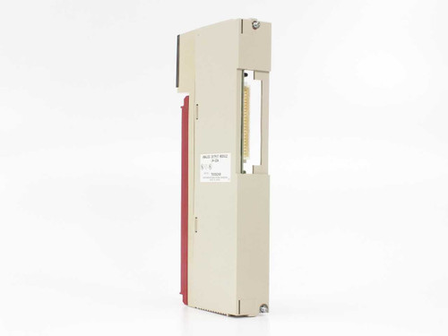 Sharp JW-2DA PLC Analog Output Module – left-side view showing backplane connector and module label on housing