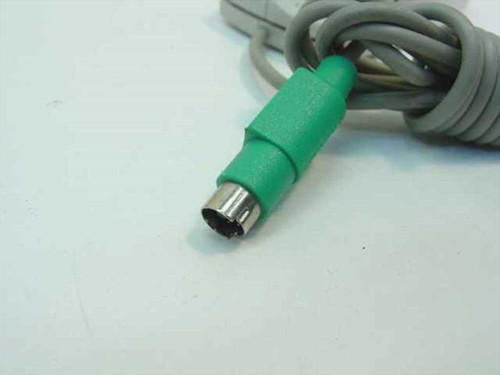 IBM Logitech M-S34 PS/2 mouse – close-up of green 6-pin Mini-DIN PS/2 connector on gray cable