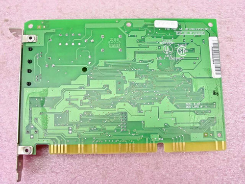 Practical Peripherals 5660US 56K ISA modem card – solder side showing PCB traces, UL listing mark, and ISA edge connector