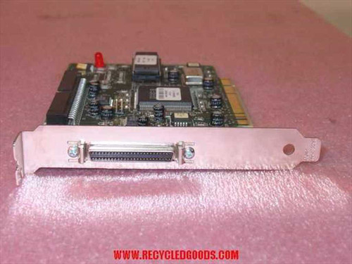 Adaptec AHA-2940U2W Ultra2 Wide SCSI PCI Controller Card – bracket-end view showing external 68-pin VHDCI HD68 SCSI connector on the slot bracket