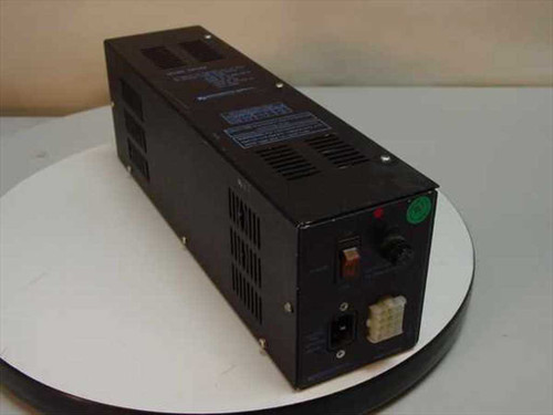 Microcomputer Power CP129 power supply – rear panel view showing IEC power inlet, rocker switch, output connector J1, and indicator lights