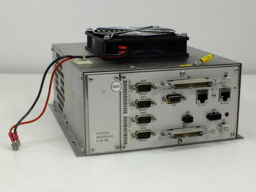 Comsys AG PAC-BRIC 2 industrial computer – angled front-right view showing I/O panel with serial, VGA, RJ-45, and floppy ports, top-mounted cooling fan