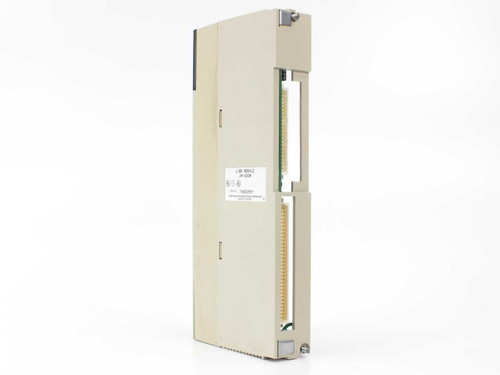 Sharp JW-20CM PLC Network Link Module – angled rear-right view showing backplane connector and label
