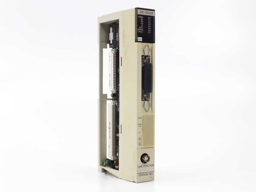 Sharp JW-20CM PLC Network Link Module – angled front-left view showing module housing and label