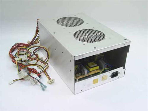 PC Power & Cooling ST 450 LanSpeed server power supply – angled left side view showing dual top fans and multi-wire harness