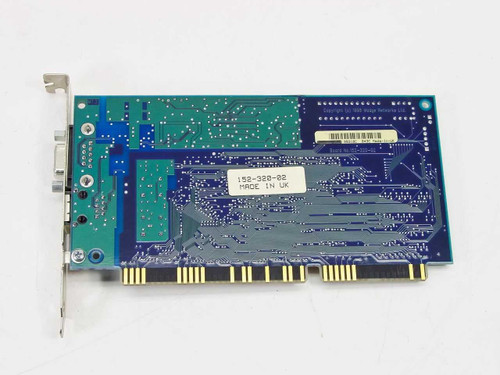 Madge 152-320-02 Token Ring ISA card – rear/bottom of PCB showing solder side and white label reading 152-320-02 Made in UK
