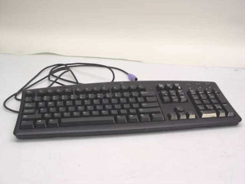 Dell RT7D00 025PGG 104-key PS/2 keyboard in black with attached cable — full top view