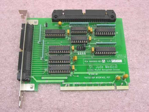 St. Jude Medical VATS2 DSP Interface PCI card – component side showing PCB label with PCA 10005655 Rev A, St. Jude Medical Cardiac Rhythm Management Division, VATS2 DSP Interface PCI designation and ICs