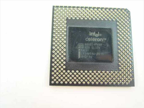 Intel Celeron SL37X B80524P400 — top view showing Intel Celeron branding, SL37X stepping, and Malaysia manufacture marking