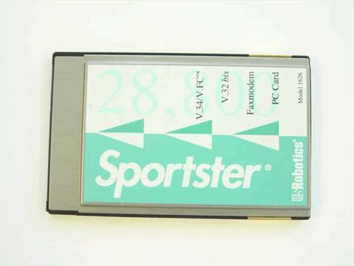 US Robotics Sportster 1626 28.8 V.34 V.32bis Fax Modem PC Card — front label view showing model name and speed markings