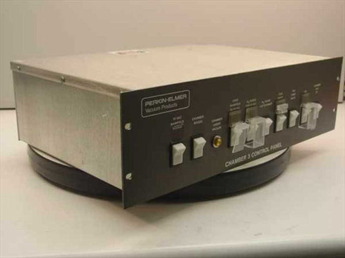 Perkin-Elmer Vacuum Products Chamber 3 Control Panel – front panel three-quarter view showing toggle switches and engraved labels