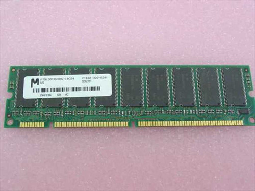 Micron MT9LSDT872AG-10CB4 64MB PC100 ECC SDRAM DIMM – full module front view showing label and memory chips