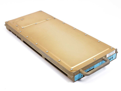 Motorola SGLF1059A Microcite Voice XPA Cell Site Transmitter Card – top view showing gold anodized enclosure with carry handle and label on right edge