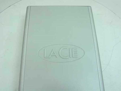 LaCie 107671 external CD-RW drive – top view showing embossed LaCie logo on silver enclosure lid