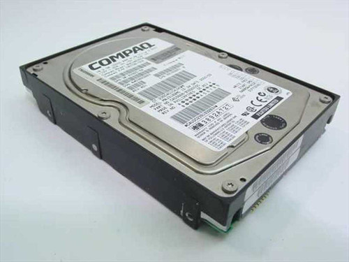 Compaq 180726-002 Fujitsu MAJ3182MC 18.2GB Ultra Wide SCSI hard drive — top label view showing Compaq branding and barcode