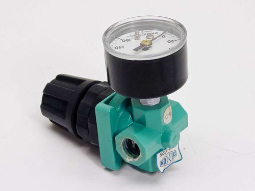 Dixon R00-02R pneumatic regulator side/rear view showing 1/4" port and Dixon Joss label