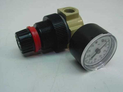 Dixon R07-200R pneumatic mini air regulator with WIKA gauge attached — front and side view