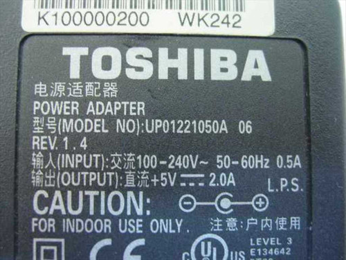 Toshiba K100000200 Pocket PC Power Adapter 5VDC 2A Barrel Plug - UP01221250A