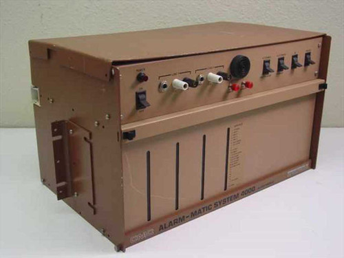 CMC Alarm-Matic System 4000 rackmount alarm control panel – front and right-side view showing front panel controls and aluminum enclosure with rack ears