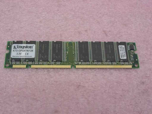Kingston KTD-OPGX1N/128 128MB SDRAM 168-Pin DIMM – front component side view showing memory chips and label