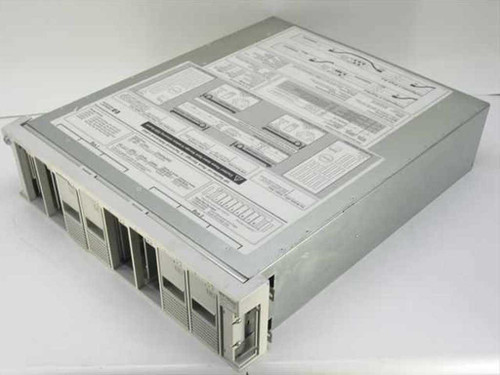 HP D4902-60201 NetServer Rack Storage/8 — front three-quarter view showing 8-bay SCA SCSI enclosure chassis with configuration label on top