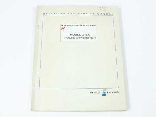 HP 216A Pulse Generator Operating and Service Manual – front cover showing Hewlett-Packard logo and title